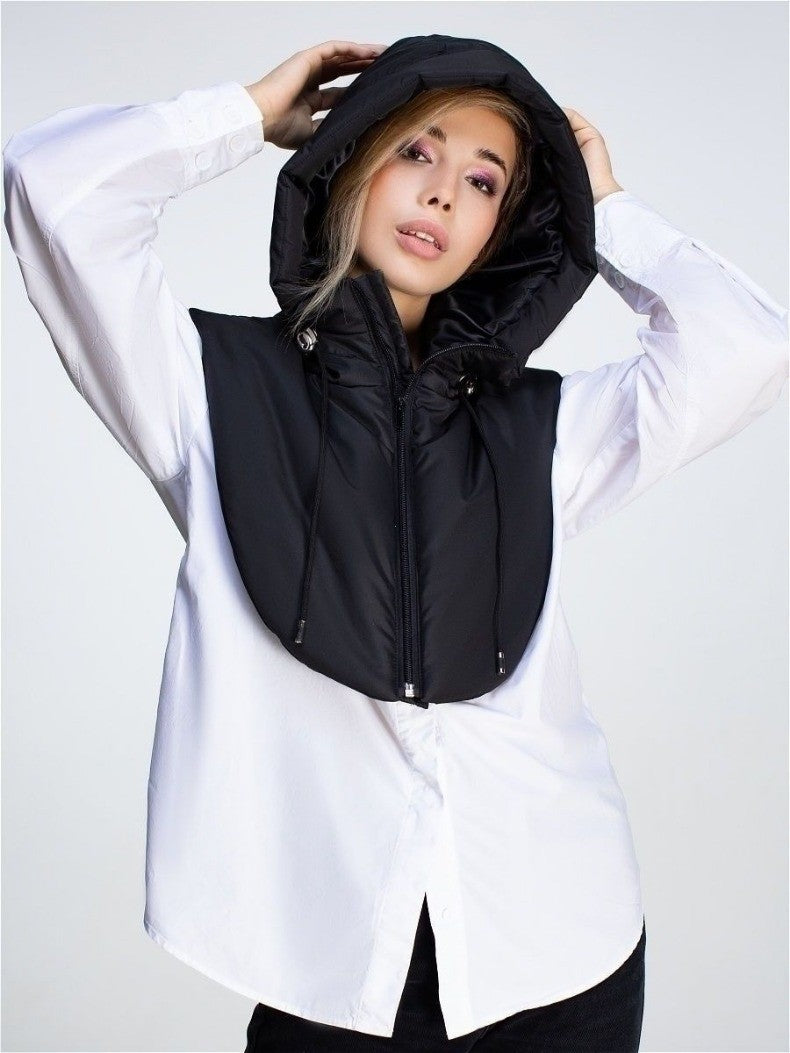 Winter Ultralight Down Hooded Hats for Women Men Warm Ring Scarf Balaclava Hat Neck Zippper Drawstring Coat Scarf Short Tank Top