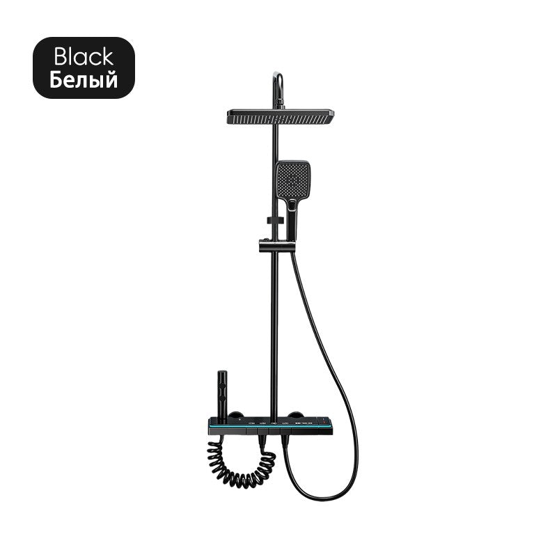 Luxury Bathroom Shower Faucet Set Smart Temperature Display Rainfall Shower System Rain Waterfall LED Bathtub Mixer Tap Showers