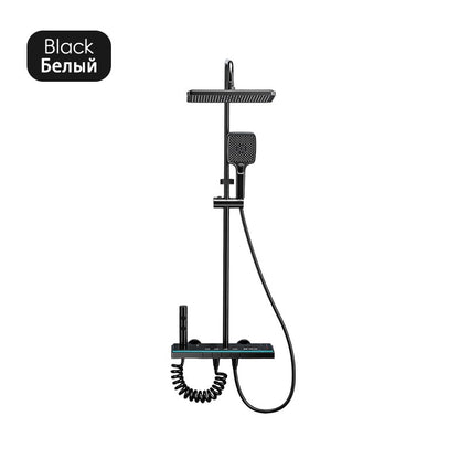 Luxury Bathroom Shower Faucet Set Smart Temperature Display Rainfall Shower System Rain Waterfall LED Bathtub Mixer Tap Showers