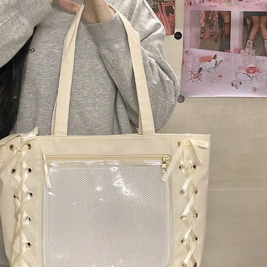 New Original Spicy Girl Cool Ita Bag Large Capacity Transparent Pain Layer Crossbody Bag Love Chain Ulzzang Shoulder Bag Handbag