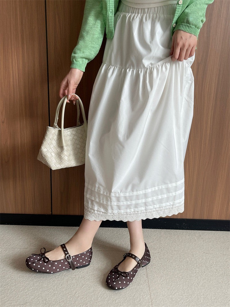 Designer Polka Dot Ballet Flats for Women Sweet Bow Decoration Elegant Mary Jane Shoes Fashion Buckle Shallow Comfort Dress Shoe