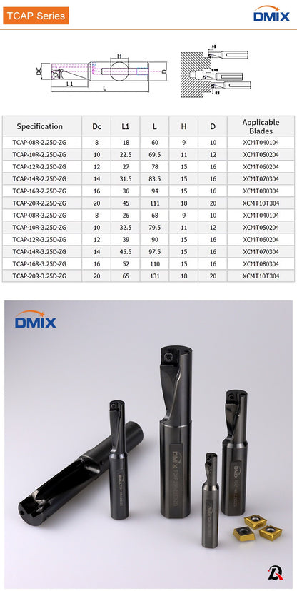 Série DMIX TCAP/SF para inserto de perfuração XCMT/QCMT Perfuração, torneamento, mandrilamento e outras brocas multifuncionais integradas Multiuso
