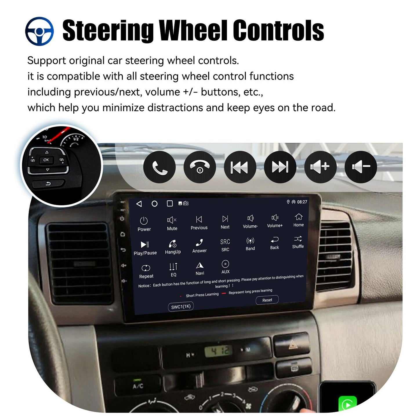 Rádio Automotivo 9" Android 14 Para Toyota Corolla E120 EX 2000 2001 2002 2003 2004 2Din Player Multimídia GPS Navi Central Multimídia WIFI