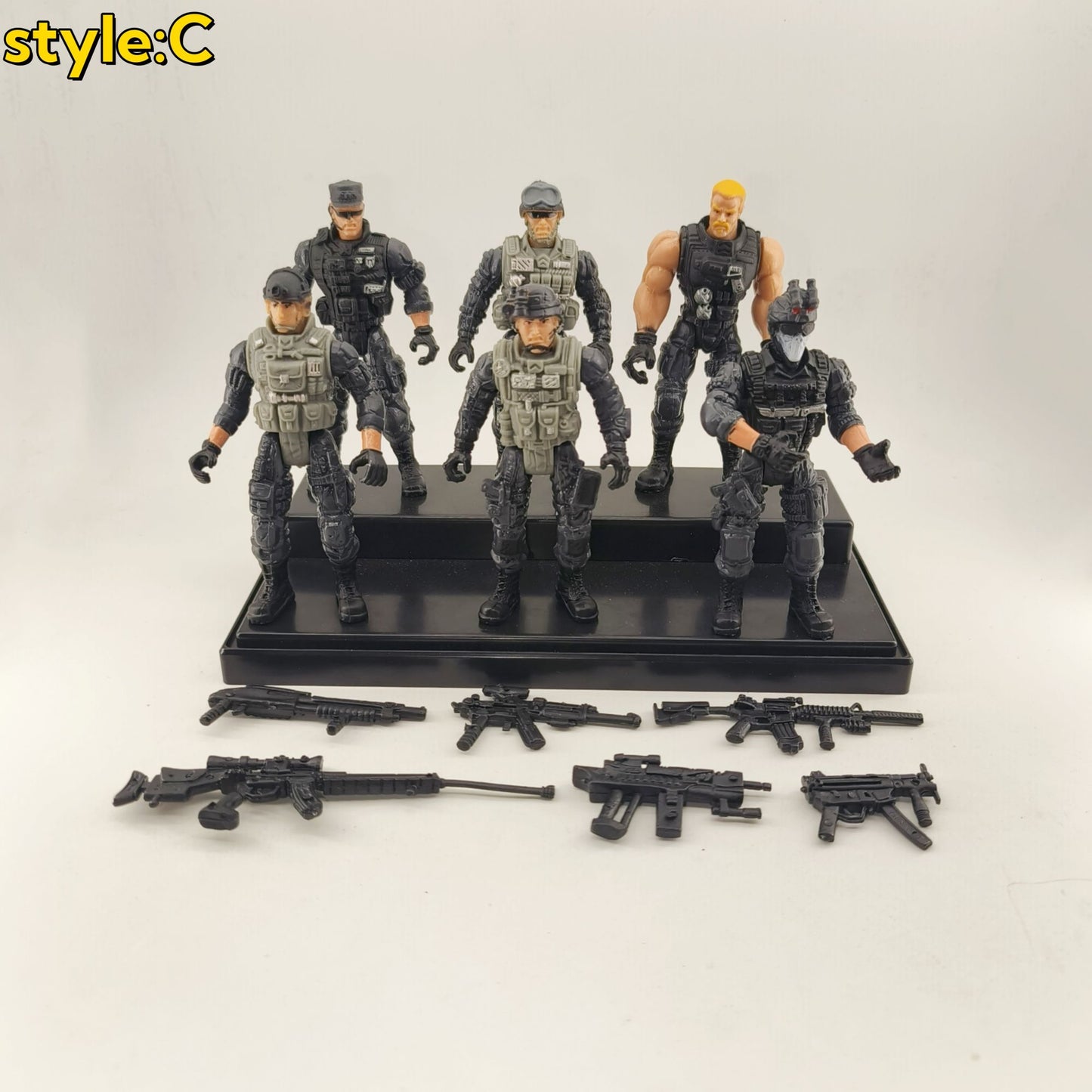 6 Peças/Conjunto Força Militar Armas Guerreiro Elite Action Figure Brinquedos PVC 10cm Terrorista SWAT Time Ornamento Presente de Aniversário Infantil