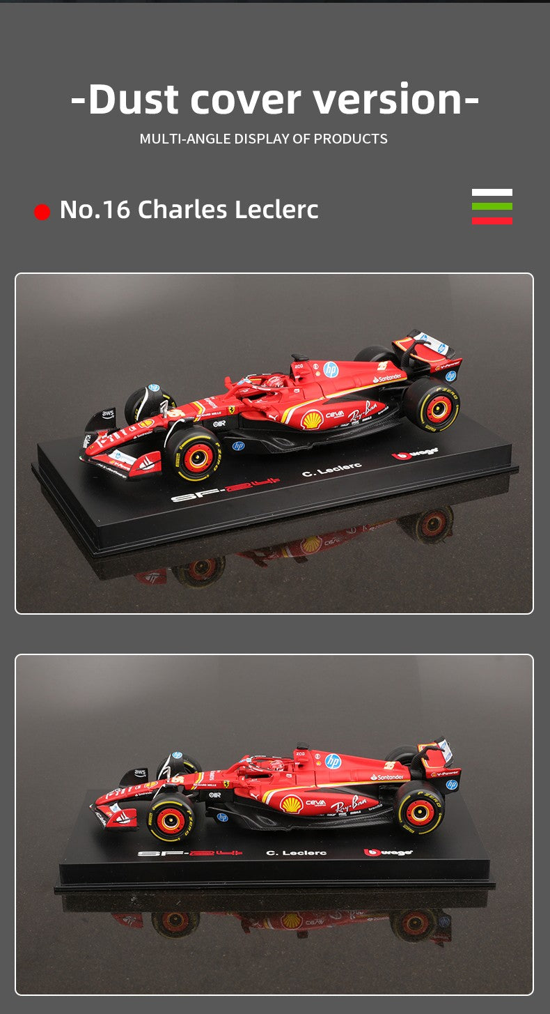 Bburago 1:43 Ferrari SF24 F1 Modelo de Carro 2024 Temporada 16# Leclerc 55# Sainz Veículo de Luxo em Liga de Metal Fundido Fórmula de Corrida Brinquedo Presente