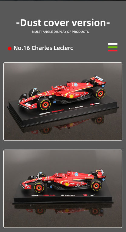 Bburago 1:43 Ferrari SF24 F1 Modelo de Carro 2024 Temporada 16# Leclerc 55# Sainz Veículo de Luxo em Liga de Metal Fundido Fórmula de Corrida Brinquedo Presente