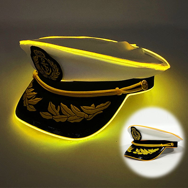 New Luminous Navy Hat Men Women Costume Cosplay Navy Cool Props Hats Glowing For Night