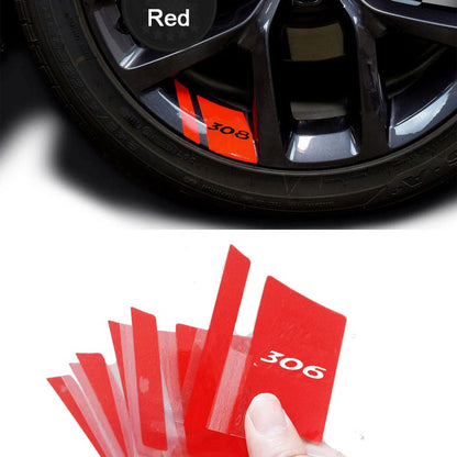 6 Peças Adesivo de Roda de Carro para Peugeot 3008 5008 2008 106 107 108 205 206 207 208 RCZ 306 307 308 508 406 407 408 4007