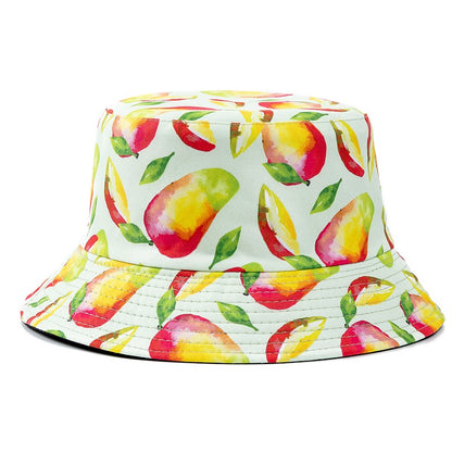 Chapéu Bucket Unissex Quente de Verão com Estampa de Frutas, Dupla Face, Chapéu de Sol Feminino, Chapéu Panama Clássico Masculino