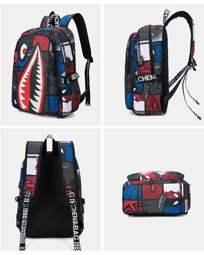 Mochila Escolar para Meninos com Estampa de Tubarão para Crianças, Mochilas de Viagem