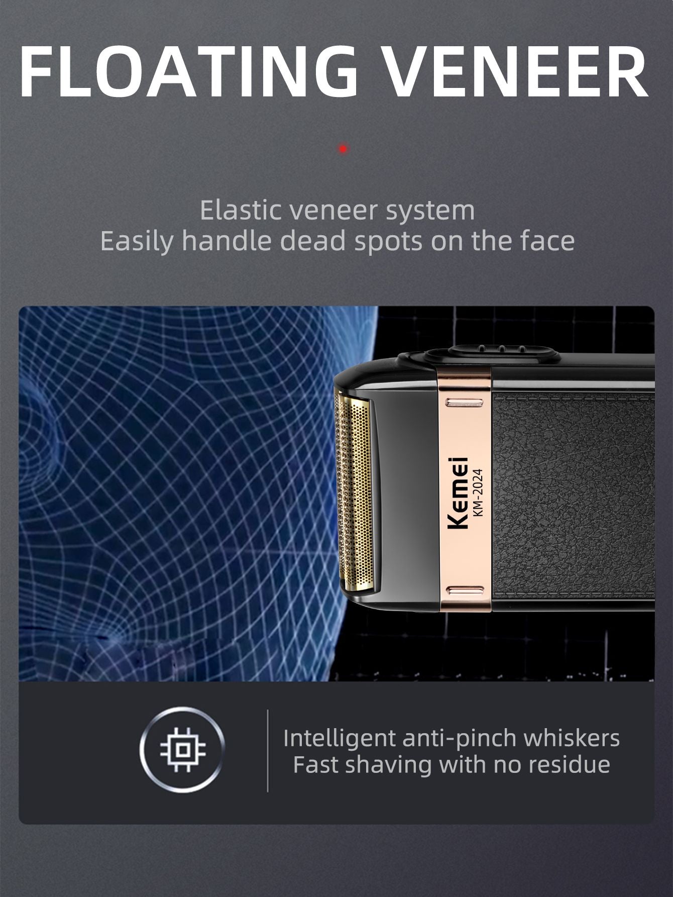 Kemei Electric Shaver for Men Waterproof Twin Blade Reciprocating Cordless Razor USB Rechargeable Shaving Machine Barber Trimmer