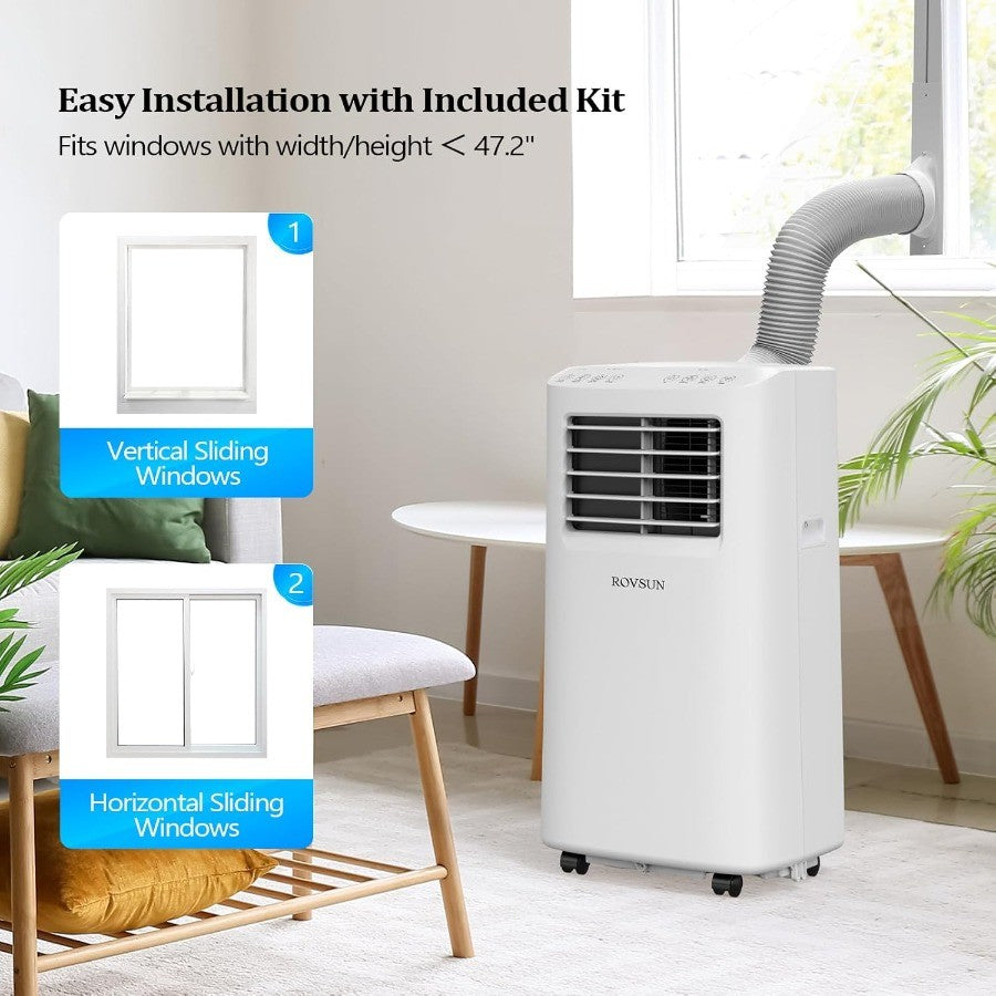 Ar Condicionado Portátil 8000 BTU com Controle Remoto para Casa, Escritório e Dormitórios: Unidade 3 em 1 Oferece Ventilação e Desumidifi