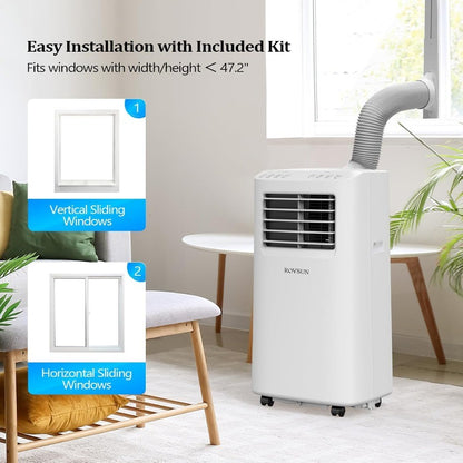 Ar Condicionado Portátil 8000 BTU com Controle Remoto para Casa, Escritório e Dormitórios: Unidade 3 em 1 Oferece Ventilação e Desumidifi