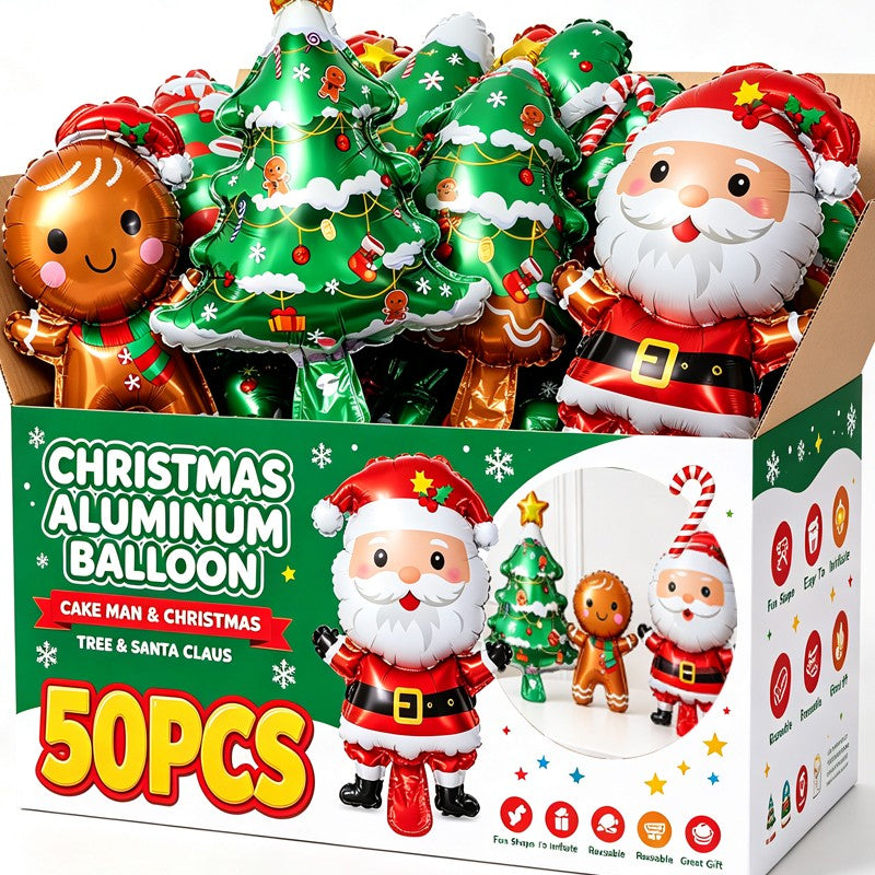Christmas Santa Claus Gingerbread Man Xmas Tree Foil Balloons for Christmas Home Party Aluminum Film Balloon Decor Supplies