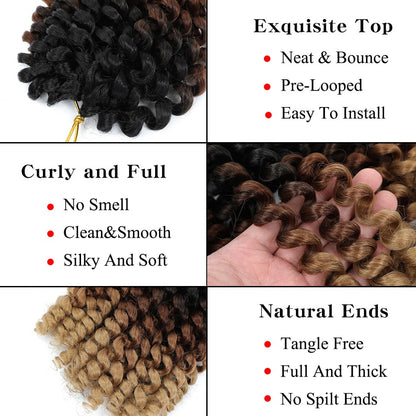 1-4 Pacotes 2X Ringlet Wand Curl Jamaican Bounce 8 polegadas Sintético Wand Curl Twist Braids Hair Crochet Cabelo Cacheado Extensões 20 Raízes