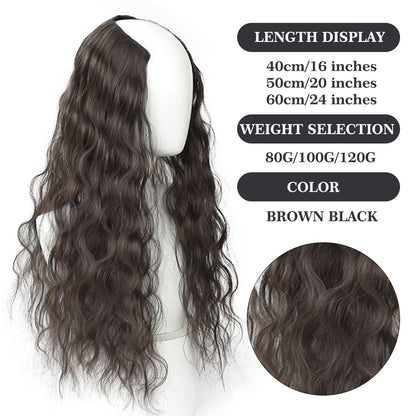 Ocelot Peruca de extensão de cabelo sintético ondulado de 40-60 cm com ondulação natural da água, acessórios de cabelo femininos, extensão de cabelo longo e cacheado