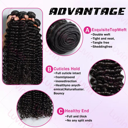 Pacotes de Cabelo Humano Ondulado Profundo de 32 36 40 Polegadas Cabelo Brasileiro Remy Virgem para Mega Hair Cacheado 1/2/3/4 Pacotes de Mega Hair com Preços Promocionais