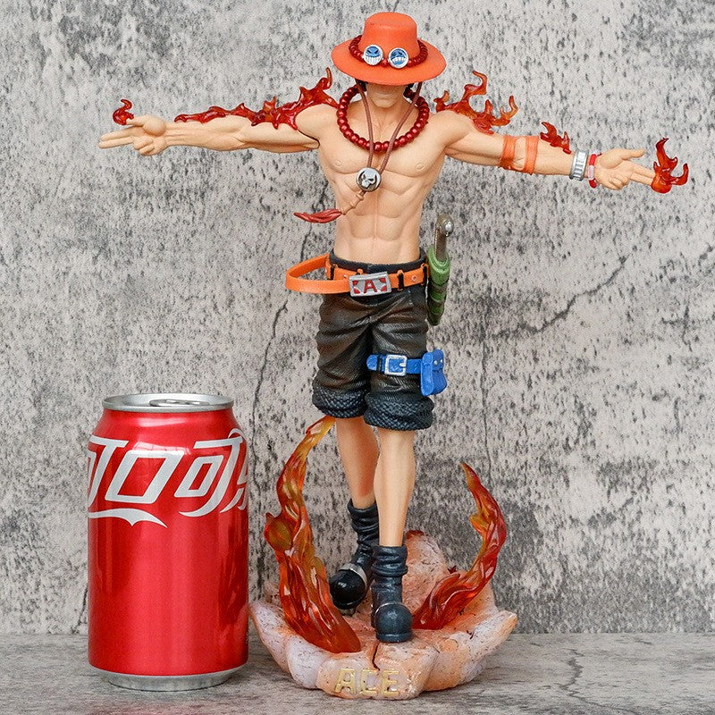 Anime One Piece Ace Glowing Figure 27cm Cross Arm Pose Night Light Decor Model