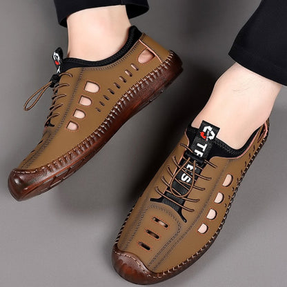 Summer Men's Leather Sandals Tendon Sole Slip on Flat Casual Sandals Outdoor Beach Sandal Shoes for Men Sandalias De Hombre 2025