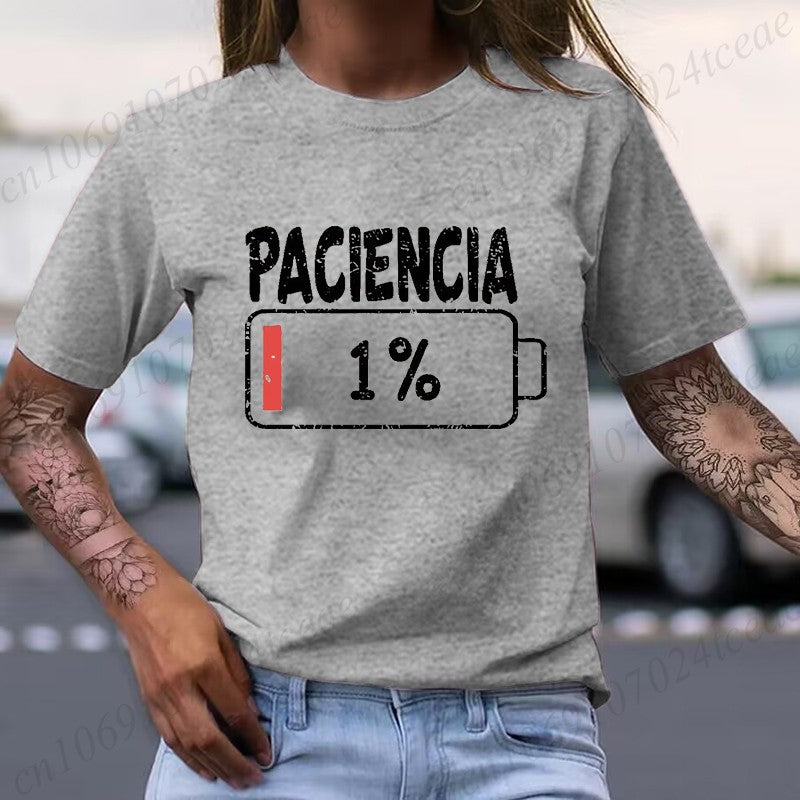 Vibrant Spanish Letter Print T-Shirts Short Sleeve Womens Casual Sports T-Shirts Summer Short Sleeved Harajuku Streetwear Tops