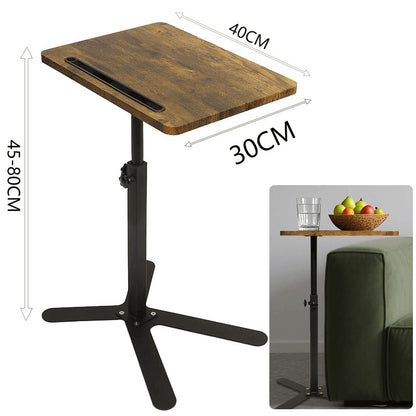 Adjustable Height Laptop Desk Rotating Tabletop Mobile Stand Home Mesa Bedside Table Office Tray Standing Computer Workstat