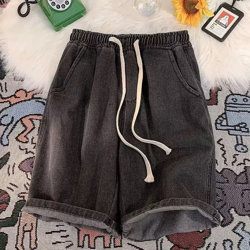 Summer men's seven inch jeans fashion design men's jeans slim fit straight leg short jeans casual loose wide leg denim shorts