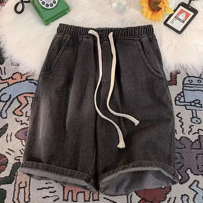 Summer men's seven inch jeans fashion design men's jeans slim fit straight leg short jeans casual loose wide leg denim shorts