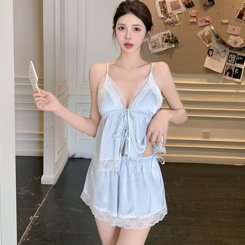French-Style Strapless Nightgown for Women Summer Strapless Robe Two-Piece Set Summer Purely Sensual Beauty Straps with Padded C