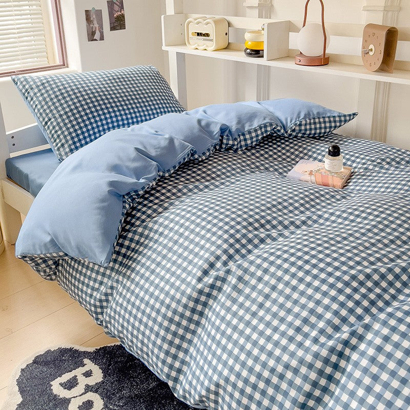 Conjunto de edredom lavado de 3 peças para Quarto Apartamento Dormitório Estudantil Simples popular multi-tamanho (1 capa de edredom + 2 fronhas)