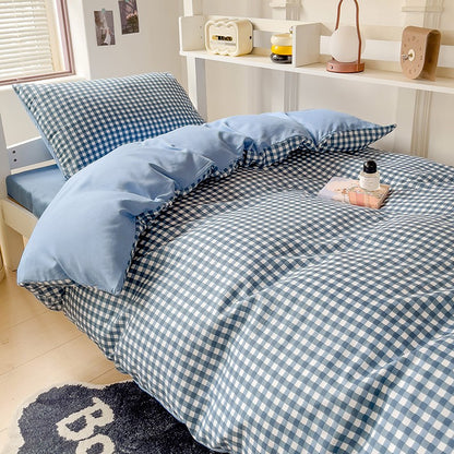 Conjunto de edredom lavado de 3 peças para Quarto Apartamento Dormitório Estudantil Simples popular multi-tamanho (1 capa de edredom + 2 fronhas)