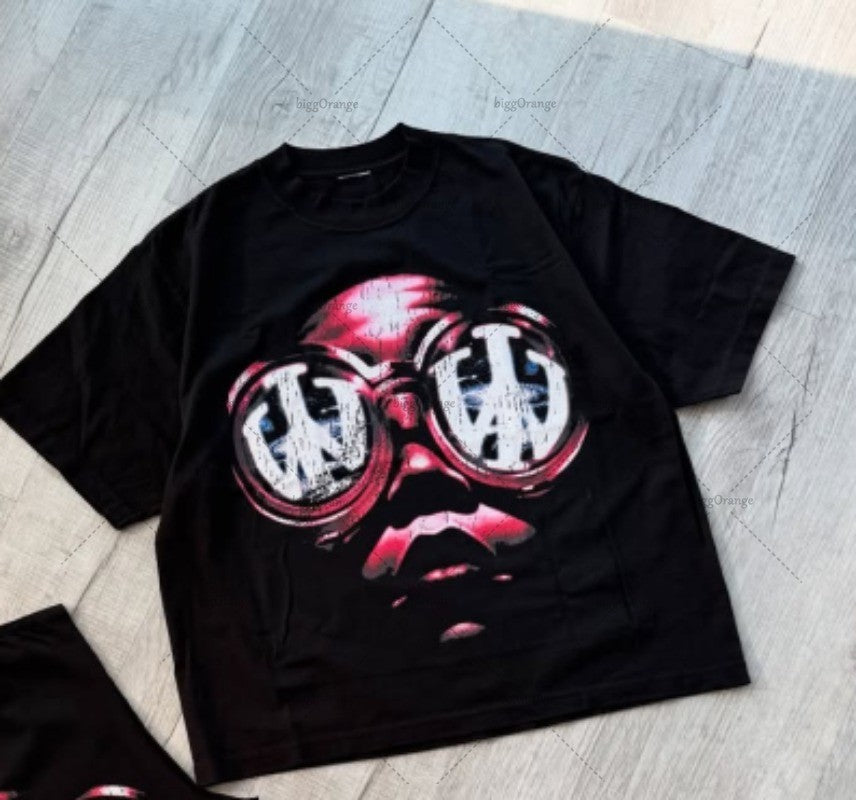 Y2K Summer Casual Loose T-shirt Men Street Hip-hop Harajuku Retro Fashion Oversized Short-sleeved High Street Fashion Clothing