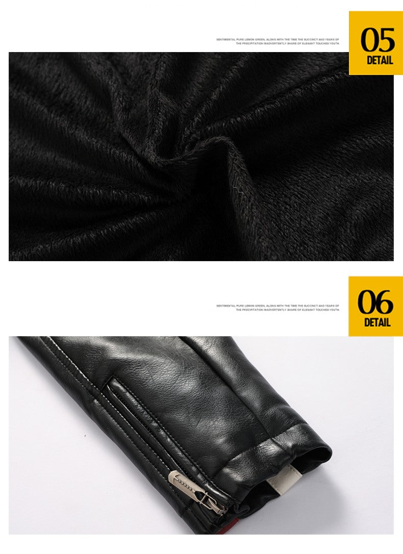 New Motorcycle Jacket For Men In Autumn/Winter 2020 Fashion Casual Leather Embroidered Flight Jacket In Winter Velvet  Pu Jacke