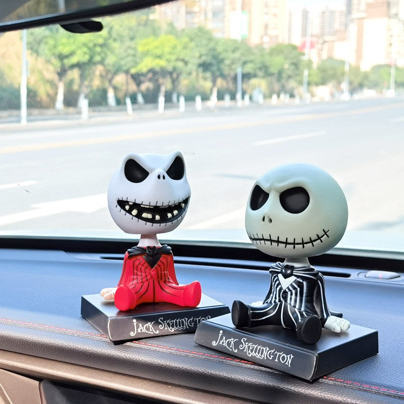Disney O Estranho Mundo de Jack Skellington Bobble Head Boneco PVC Boneco de Ação Modelo Colecionável Brinquedo Decoração de Carro Presente