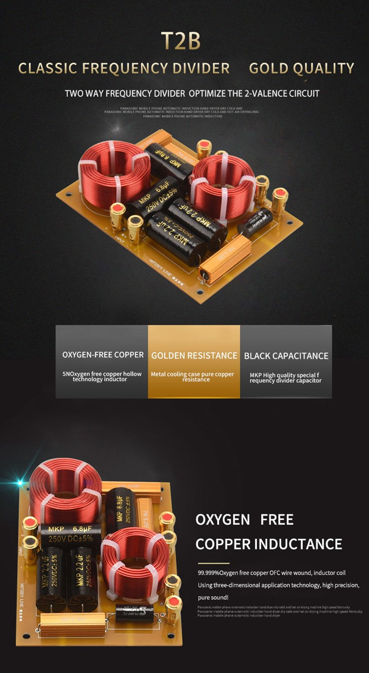 HIFIDIY Hi-Fi 2 VIAS 2 unidades de alto-falante (tweeter + grave) Crossovers divisores de frequência de áudio T2B