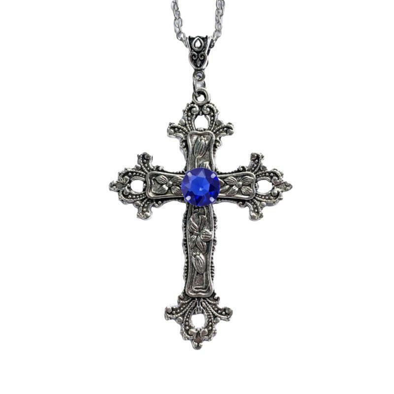 Gothic Cross Necklace For Women Men Punk Hollow Flower Cross Charms Choker Chain Vampires Pendant Jewelry Party Accessories Gift