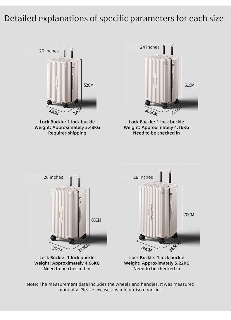 New Process Plastic Frame Suitcase 20-inch Carry-on Luggage 28-inch Thickened Trolley Case Large Capacity Travel Bag with Passwo