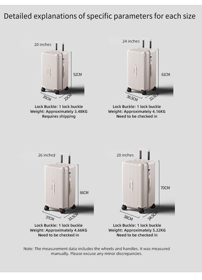 New Process Plastic Frame Suitcase 20-inch Carry-on Luggage 28-inch Thickened Trolley Case Large Capacity Travel Bag with Passwo