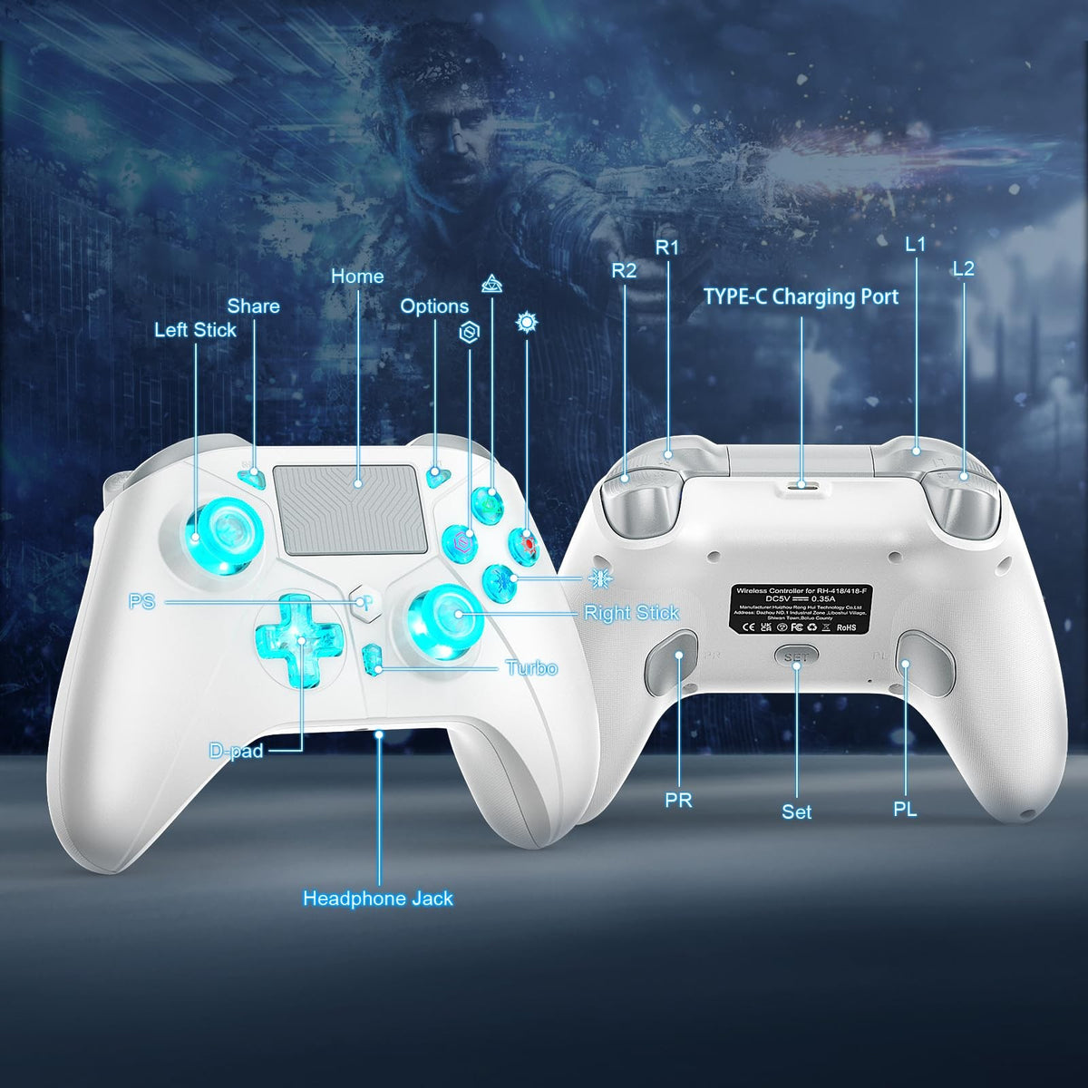 Wireless Controller For PlayStation 4/PS4 Pro/Slim/PS3/PC/IOS/Switch Turbo Dual Shock Vibration 6-Axis Motion Sensor 3.5mm Jack