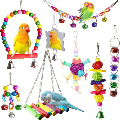 Brinquedos para Pássaros e Papagaios Balanço Decoração Gaiola Espelho Escada Sinos de Vento Acessórios Brinquedos para Pássaros brinquedos para pájaros