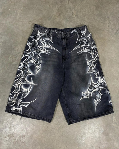 Y2K New Popular Denim Shorts Patch Vintage Shorts Men Women Street Hip Hop Fashion Harajuku Punk Loose High Waist Wide Leg Pants