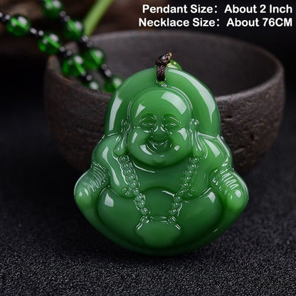 Colar com Pingente de Ágata Chinesa Natural, Charmoso, para Mulheres e Homens, Joia da Moda Clássica, Esculpido, Bênção, Amuleto da Sorte, Presente