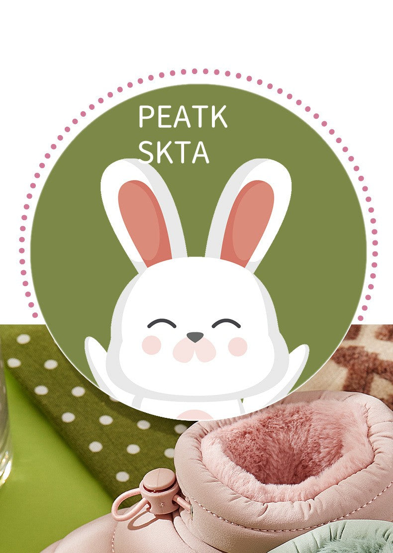 Children's Thick Furry Boots Winter Season Cartoon Warm Shoes Boys Girls Kids Home Cotton Slippers Heel Outdoor Baby Snow Boots