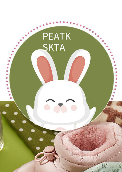 Children's Thick Furry Boots Winter Season Cartoon Warm Shoes Boys Girls Kids Home Cotton Slippers Heel Outdoor Baby Snow Boots