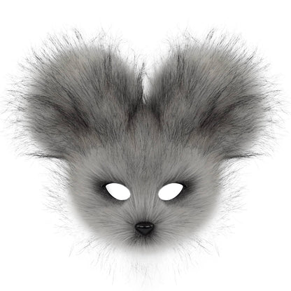 Faux Fur Animal Mouse Mask Plush Half Face for Masquerade Carnival Party Costume Accessories