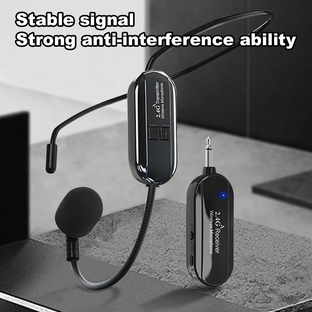 Sistema de Microfone de Mão e Headset Sem Fio 2.4G Amplificador de Voz de Longo Alcance para Palco e Ensino