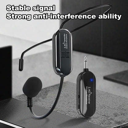 Sistema de Microfone de Mão e Headset Sem Fio 2.4G Amplificador de Voz de Longo Alcance para Palco e Ensino