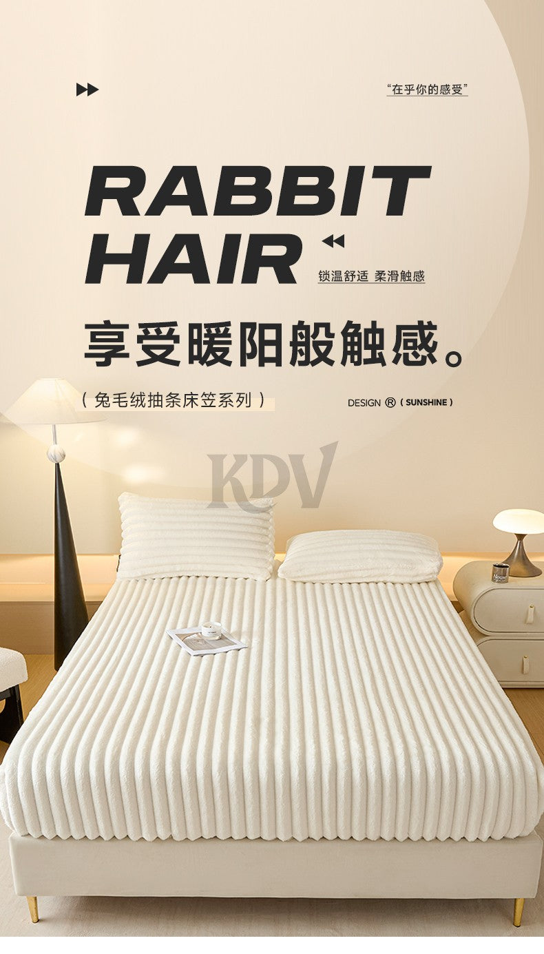 Solid Color Thick Faux Rabbit Fur Mattress Cover Autumn Winter Warm Velvet Mattress Protector Fluffy Soft Plush Fitted Bed Sheet