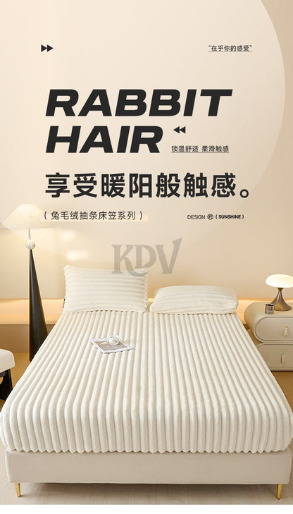 Solid Color Thick Faux Rabbit Fur Mattress Cover Autumn Winter Warm Velvet Mattress Protector Fluffy Soft Plush Fitted Bed Sheet