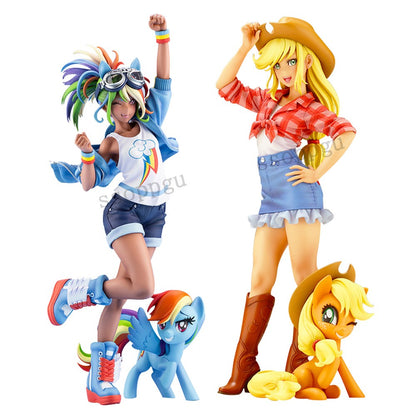 My little Pony Bishoujo Rarity Sunset Shimmer Applejack Twilight Sparkle Pinkie Pie Anime PVC Action Figure Toy Collection Doll