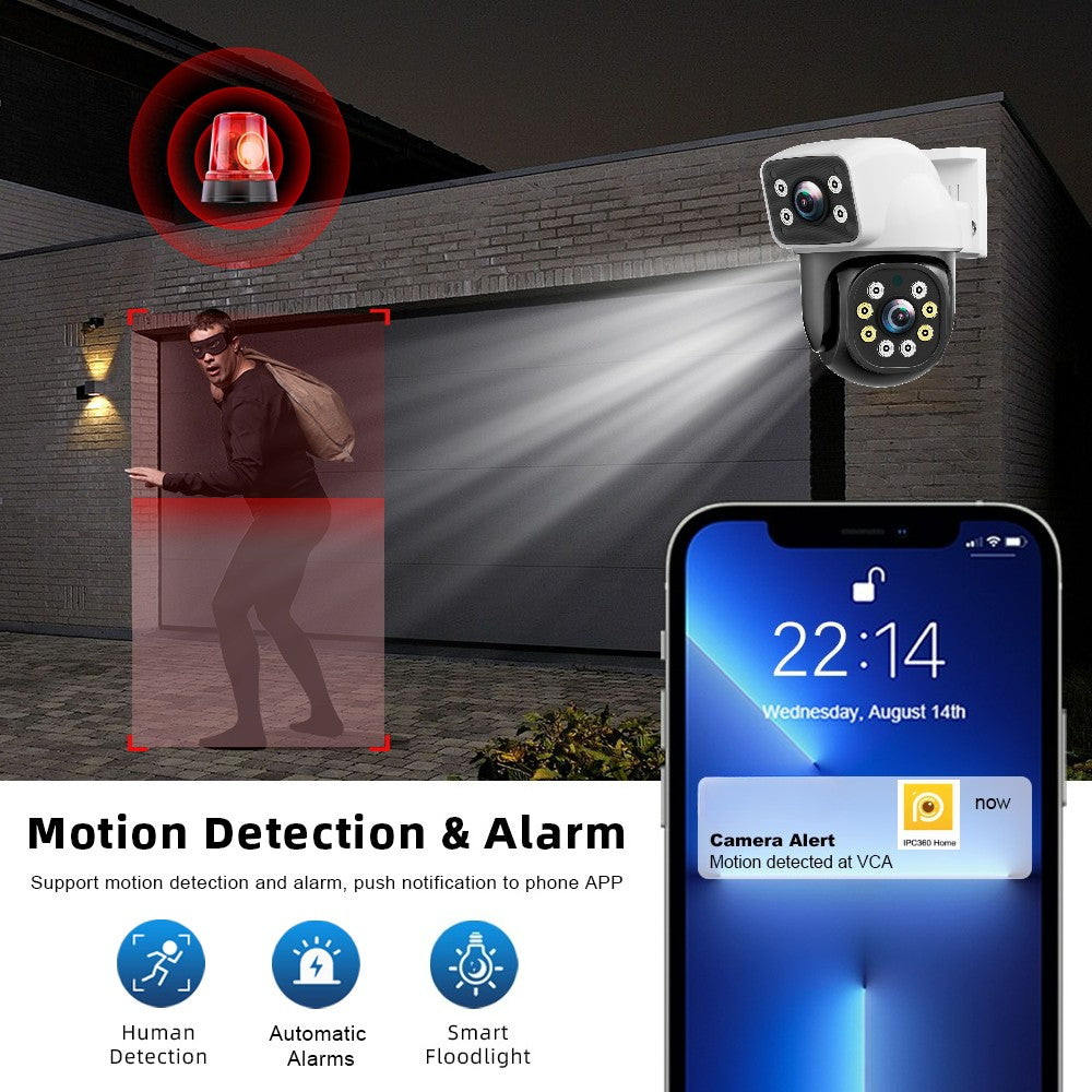 IPC360HOME 10X Zoom 4K 8MP Dual Lens WIFI PTZ 4MP Dual Screen Security Camera Outdoor Color Night Vision Surveillance Cameras